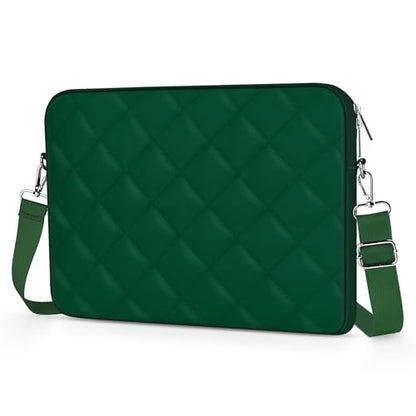 Puffy Quilted Laptop Sleeve with a Removable Shoulder Strap Compatible with MacBook Air/Pro, 13-13.3 inch Notebook, Compatible with MacBook Pro 14 inch M3 M2 M1 Chip 2023-2021 - color: Sleeve - Blackish Green, size: 13-13.3 inch