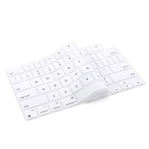 ProElife Keyboard Cover Skin for MacBook Air 13.6 inch 15 inch 2024 2023 2022 M3 M2 Chip A2681 A2941, Ultra Thin Keyboard Protector U.S Enter for 2024-2022 Air 13.6'' 15'' M3 M2 Accessory (White) | US Enter, Ultra Thin (0.26 mm), Silicone Protective Skin,