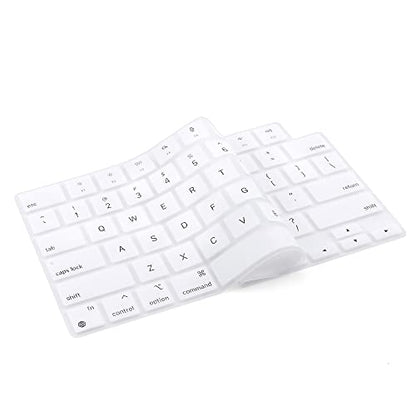 ProElife Keyboard Cover Skin for MacBook Air 13.6 inch 15 inch 2024 2023 2022 M3 M2 Chip A2681 A2941, Ultra Thin Keyboard Protector U.S Enter for 2024-2022 Air 13.6'' 15'' M3 M2 Accessory (White) | US Enter, Ultra Thin (0.26 mm), Silicone Protective Skin,