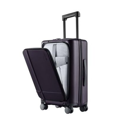 NINETYGO Carry On Luggage 22x14x9 Airline Approved, 20 Inch Suitcase with Front Compartment, Lightweight PC Hard Shell, Cup Holder, Clamshell, TSA Lock, Spinner Wheels (Blackcurrant Oolong) - color: 04-Blackcurrant Oolong, size: Carry-On 20-Inch (Clamshel