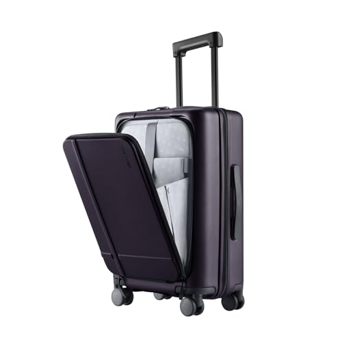 NINETYGO Carry On Luggage 22x14x9 Airline Approved, 20 Inch Suitcase with Front Compartment, Lightweight PC Hard Shell, Cup Holder, Clamshell, TSA Lock, Spinner Wheels (Blackcurrant Oolong) - color: 04-Blackcurrant Oolong, size: Carry-On 20-Inch (Clamshel