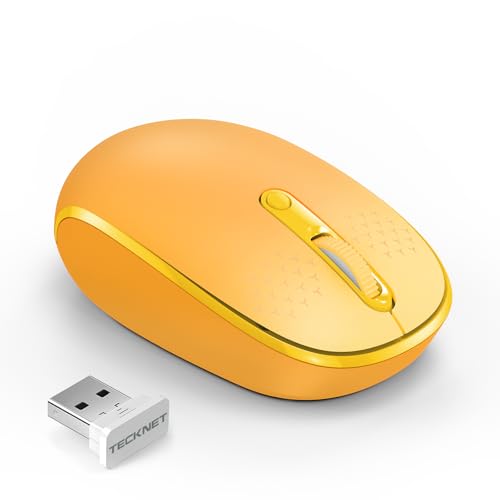 TECKNET Wireless Mouse, 2.4G Quiet Computer Mouse with USB Receiver, 4 Buttons Portable Cordless Mice for Chromebook, Laptop, PC, Mac, 800/1200/1600 DPI - color: Orange Gradient