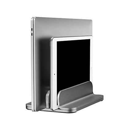 Metal Vertical Laptop Stand Double Desktop Stand Holder 5-30mm Width Adjustable Dock for All Laptops Phone Holder for Hands Free - color: Black
