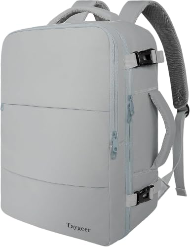 Taygeer Carry On Backpack, Womens Travel Backpack with Water Bottle Pocket | Laptop Mochila 15.6inch Flight Approved with Shoe Pouch, College Teacher Tote Bag for Business Travel Supplies, Grey - color: Elephantgray, size: Large