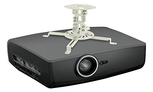 MOUNT-IT! Low Profile Projector Ceiling Mount [30 lbs Capacity] Universal Bracket | 360 Full Motion Rotation with 30 Degree Tilt and Roll | 6 Inches High (White | Short) - style: Short