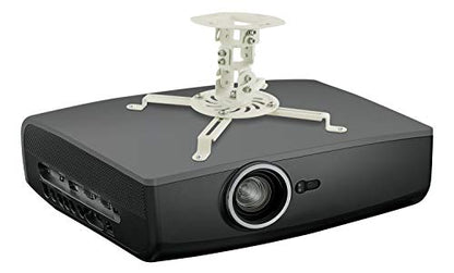 MOUNT-IT! Low Profile Projector Ceiling Mount [30 lbs Capacity] Universal Bracket | 360 Full Motion Rotation with 30 Degree Tilt and Roll | 6 Inches High (White | Short) - style: Short