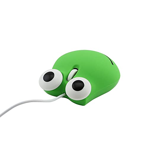 Sokelinn-six Wired Cute Mouse, USB Wired Mause for Kids with Lovely Cartoon Shaped, 1600PDI 3 Buttons Ergonomic Mini Mice for PC Laptop Desktop (Green Frog) - color: Green Frog