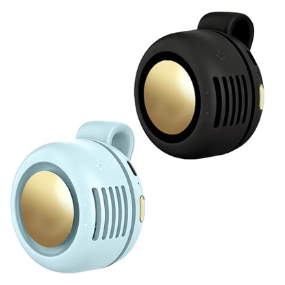 Portable Clip-On Fan, Mini USB Rechargeable 360° Rotatable Fan, Personal Fan 3-Speed Silent Mini Bladeless Fans (2 pack（Black and Blue）) - color: 2 pack（Black and Blue）
