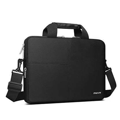 MOSISO Laptop Shoulder Bag for Men, Laptop Bags | Compatible with MacBook Neo 13/Air 13 13.6/Pro,HP Dell ASUS, Briefcase Sleeve Bag with Trolley Sleeve & Front 3 Pockets,Black