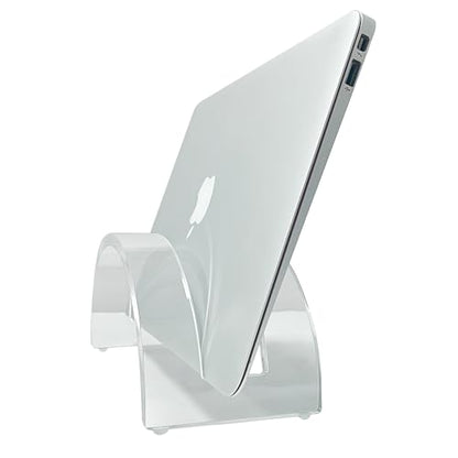Acrylic Vertical Laptop Stand for Desk, Clear Vertical Laptop Holder & Space-Saving Workspace Organizer, Desktop Notebook Dock Compatible with MacBook Air/Pro, HP, Dell, Surface