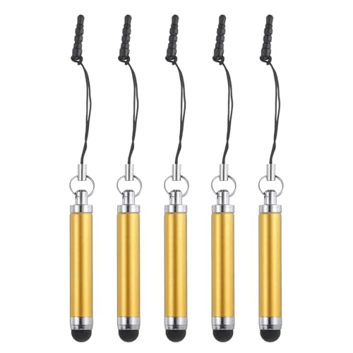 MECCANIXITY 5pcs Metallic Stylus Pen Retractable Aluminum Alloy Mini Capacitive Pens for Universal All Touch Screen Devices, Yellow - color: Yellow