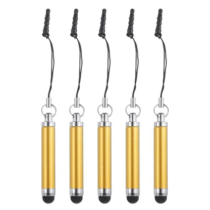 MECCANIXITY 5pcs Metallic Stylus Pen Retractable Aluminum Alloy Mini Capacitive Pens for Universal All Touch Screen Devices, Yellow - color: Yellow