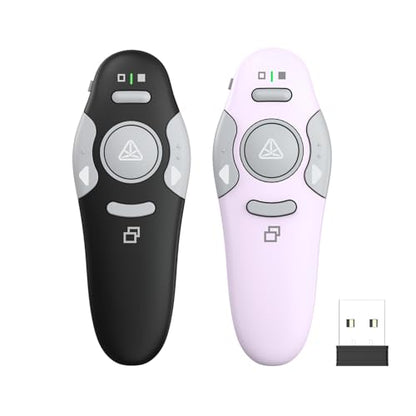 QUI 2 Pack Wireless Presentation Clicker Remote,USB Black Purple | Clicker for PowerPoint with Hyperlink Volume Control, Slide Advancer for Mac, Windows, Google Slide, Keynote - color: Black Purple, style: USB