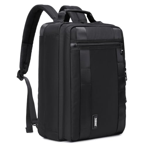 3 in 1 Laptop Bag for Men 15.6-17 Inch Computer Bag Laptop Backpack Convertible Briefcase Messenger Shoulder Bag Work Business Backpack Travel Bag for Men/Women Black