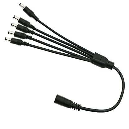 GINTOOYUN DC 5.5mm x 2.1mm Splitter Cable, 1 Female to 5 Male DC Splitter Adapter 12V DC Power Extension Cable for LED Strip Light, CCTV Security Camera 0.7m (1 to 5 Way)
