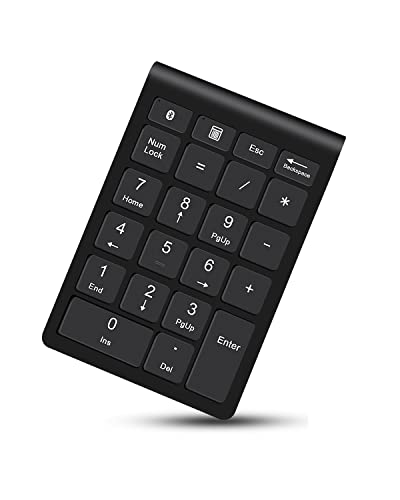 Bluetooth Wireless Numeric Keypad, Portable 22-Key Number Pad, for Laptop, PC, Des ktop, Surface Pro, Notebook, Black