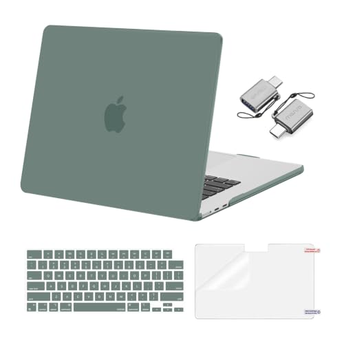 MOSISO Compatible with MacBook Air 15 inch Case M5 2026 M4 2025 M3 M2 2024 2023 A3448 A3241 A3114 A2941, Hard Shell&Keyboard Cover&Screen Film&Type C, Great for Study Travel Work, Emerald Green - color: Emerald Green