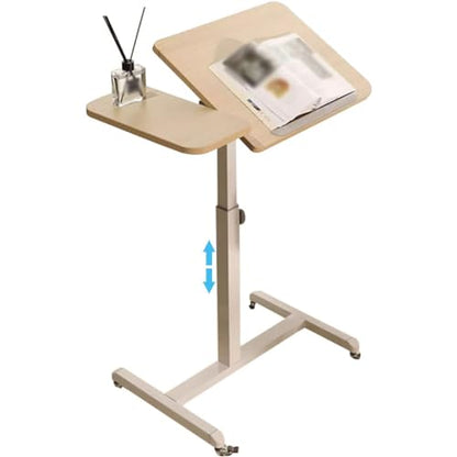 Home Movable Sofa Side Table, Height Adjustable Laptop Desk, Portable Bedside Table with Wheels, Tiltable Freestanding Standing Desk, Easy to Install