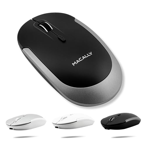 Macally Wireless Bluetooth Mouse for Mac, MacBook Pro/Air, iPad, Laptop, and PC - Quiet Click and Comfortable Apple Wireless Mouse - Rechargeable - Space Gray - color: Space Gray