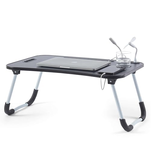 Nestl Foldable Lap Desk - Portable Laptop Stand for Bed, Couch, Work, Reading & Writing, Lap Table with USB Ports, Large Laptop Tray, Black - size: Premium Large