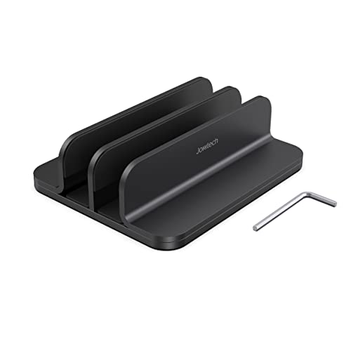 Dual Aluminum Vertical Laptop Stand Organizer, Sturdy Notebook Computer Holder Stand Compatible with New Liquid Retina XDR Apple MacBook Air/Pro/Neo, Mac mini & iPad Pro - Black - color: Black