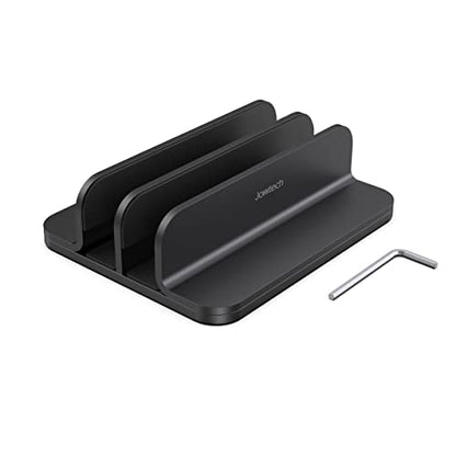 Dual Aluminum Vertical Laptop Stand Organizer, Sturdy Notebook Computer Holder Stand Compatible with New Liquid Retina XDR Apple MacBook Air/Pro/Neo, Mac mini & iPad Pro - Black - color: Black