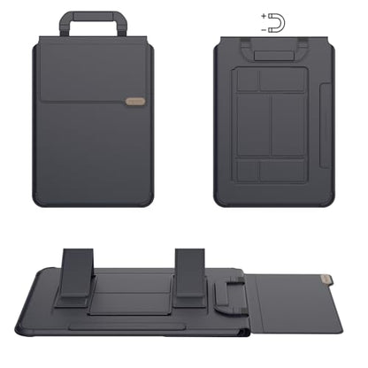 Nillkin Versatile Pro Upgraded 13-16in Laptop Sleeve with Stand & Mouse Pad | 3-in-1 Laptop Case for MacBook/Dell/HP/Lenovo, Slim, Travel Friendly, Dual-angle Stand, Magnetic Handle, PU Leather, Black - color: Black, size: 16.2