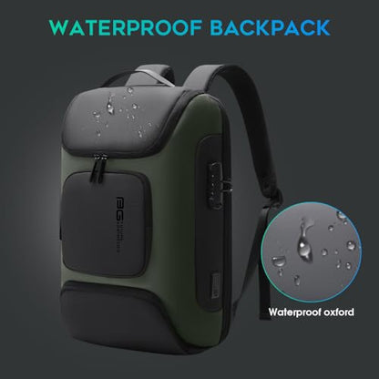 BANGE Business Backpack with USB Charging Port, Anti Theft Laptop Backpacks Fit for 15.6 INCH,Men Travel Backpack with Water Bottle Holder for Men and Women - color: Green