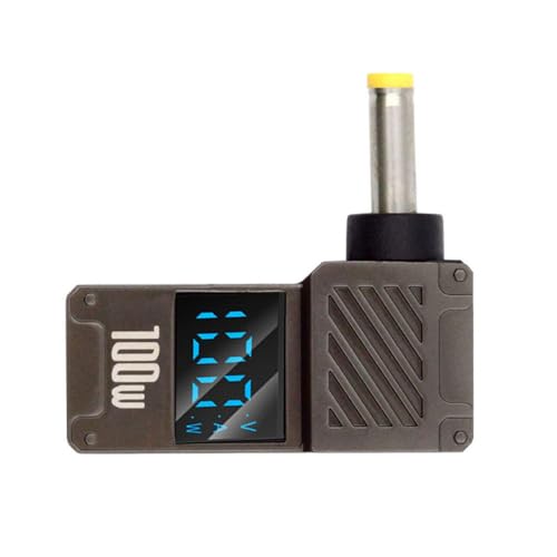 xiwai USB-C PD 65W Charge Adapter Type-C Input to DC 4.0x1.7mm Barrel Jack Plug Smart LED Digital Display 100W Output 20V 5A Charger Connector for Laptop - color: Black Type-C to DC 4.0x1.7mm