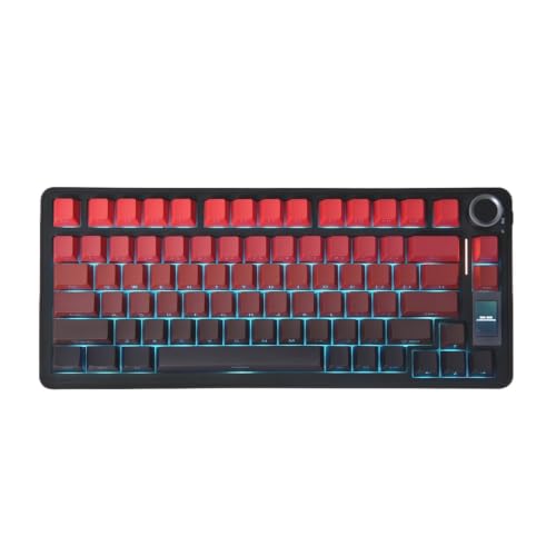 S75 PRO Mechanical Keyboard 75% Custom Layout RGB Backlight Wireless Bluetooth Gaming Keyboard with Screen Knob(Seya Switch,Lucky Red) - color: Lucky Red, size: Seya Switch