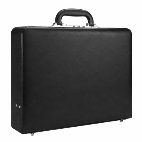 HAESTUS Briefcases for Men, Professional Leather Briefcase with Lock | Business Brief Case, Durable Executive Attache Case for Laptop Documents, Men's Hard Briefcase for Work Office Travel - color: Black