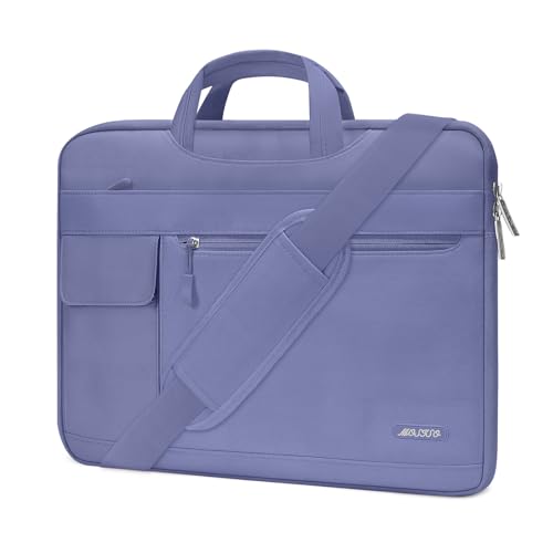 MOSISO Laptop Shoulder Bag Compatible with MacBook Air/Pro,13-13.3 inch Notebook,Compatible with MacBook Pro 14 inch M5 M4 M3 M2 M1 2026-2021,Polyester Flapover Briefcase Sleeve Case, Lavender Gray - color: Lavender Gray, size: 13.3 inch