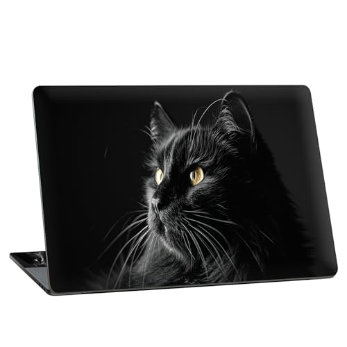 Universal Laptop Skin Sticker with 2 Wrist Pad Skins, Waterproof Scratch Resistant Vinyl Laptop Cover Decal, Cut to Fit for 11–15.6 Inch MacBook HP Dell Lenovo, Black Cat - color: Black Cat