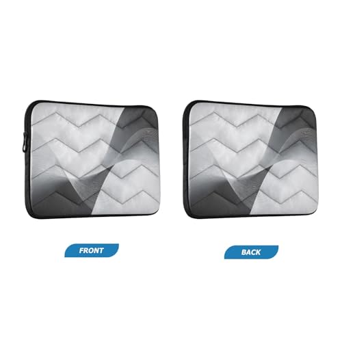 Black-White Wave Art 15-16 Inch Quilted Laptop Sleeve Case Soft Notebook Protector Bag Computer Carrying Case - color: Black-White Wave Art, size: Large
