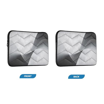 Black-White Wave Art 15-16 Inch Quilted Laptop Sleeve Case Soft Notebook Protector Bag Computer Carrying Case - color: Black-White Wave Art, size: Large