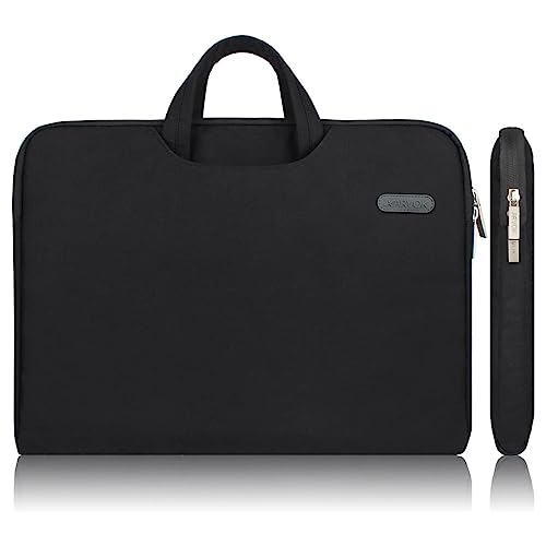 Arvok 13 13.3 14 Inch Water-Resistant Canvas Fabric Laptop Sleeve with Handle&Zipper Pocket/Notebook Computer Case/Ultrabook Carrying Bag for HP/Dell/Lenovo/A sus/Acer/Samsung, Black - color: Black, size: 13.3 inch