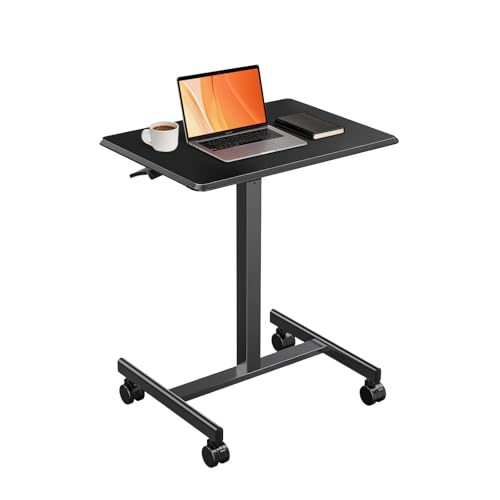 Adjustable Mobile Standing Desk, Rolling Sit-Stand Laptop Desk with Locking Wheels, Compact Portable Computer Table for Home Office or Dorm, Black - color: Classic Black