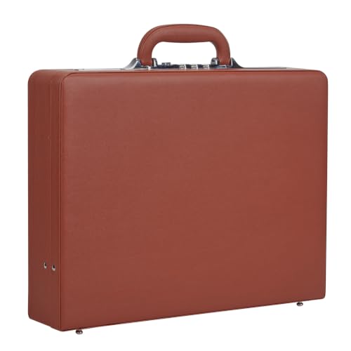 Garvee Briefcases for Men, Professional Leather Briefcase | Integrated Lock, Hard Side, Expandable Attache Case, 15.6" Laptop, Work Office Travel - color: Brown
