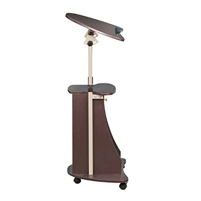 Techni Mobili Sit-to-Stand Rolling Adjustable Storage Medical Laptop Computer Cart, Chocolate, B005 | Adjustable height rolling laptop cart with storage, open shelf, wheels, sit‑to‑stand ideal for podium office medical use - color: Chocolate