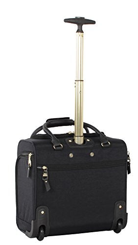 steve madden Designer 15 Inch Carry on Suitcase- Small Weekender Overnight Business Travel Luggage- Lightweight 2- Rolling Spinner Wheels Under Seat Bag for Women (Peek-A-Boo Black) - color: Peek-A-Boo Black
