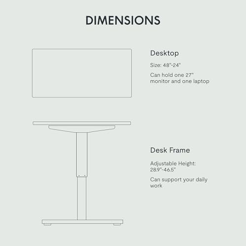 FLEXISPOT EN2 48"x24" Electric Standing Desk with PC Stand Bundle, White | One-Piece Top, Easy-Install PC Mount, Clean Cable Management, Space-Saving Design, Ideal For Home Office, Gaming - color: White Top + White Frame, size: 48x24 | PC Stand
