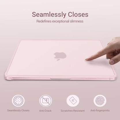 MOSISO Anti-Crack Case for MacBook Air 13 inch M5 M4 M3 M2 2026-2022 | 3 in 1 Kit Anti-Fingerprints Reinforced TPU Bumper Hard Shell for MacBook Air 13.6, A3449 A3240 A3113 A2681, Pink - color: Pink
