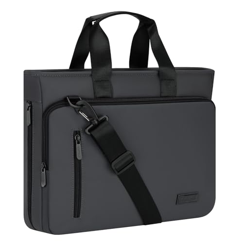 RAINYEAR 15.6 Inch Expandable Laptop Bag with Handle for Men Women | Waterproof Large Capacity Laptop Shoulder Bag Carrying Bag Briefcase Compatible with 15.6 inch Laptop Computer PC - color: Gray