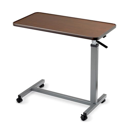 Invacare Bed Table, Height Adjustable & Tilting Overbed Table, Hospital Bedside Table, Medical Rolling Desk with Wheels, Waterproof Medical and Home Use L-Shaped Steel Base Over Bed Tray Table - style: Tilting Overbed Table