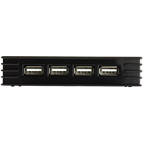 StarTech 4-Port USB 2.0 Hub, Bus or Externally Powered, TAA (ST4202USB) | Compact black, 480Mbps, USB Powered or included power adapter, Portable Mac PC laptop, USB 1.1 backward compatible
