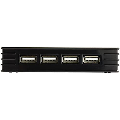 StarTech 4-Port USB 2.0 Hub, Bus or Externally Powered, TAA (ST4202USB) | Compact black, 480Mbps, USB Powered or included power adapter, Portable Mac PC laptop, USB 1.1 backward compatible