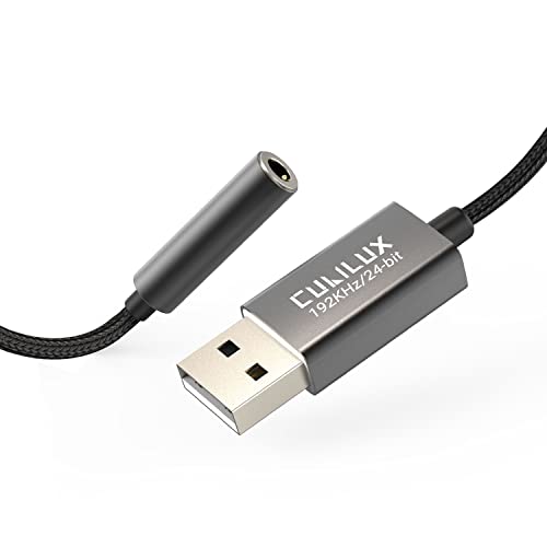 Cubilux USB A to 3.5mm Audio Jack Adapter [192KHz/24bit DAC, TRRS MIC-Supported] USB to 1/8” Stereo Combo Headphone Jack Dongle Compatible with PS5 PS4, Windows Linux Laptop PC Computer Raspberry Pi - color: USB to TRRS Extension Cord, 9-in, size: 192KHz/