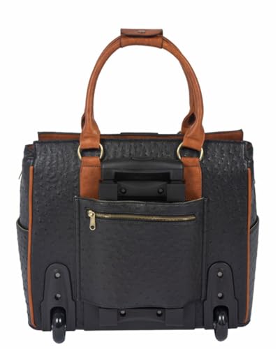 JKM & Company Rolling Laptop Bag for Women | Designer Wheeled Briefcase | Fits 13-17" Laptops | Office Travel Computer Case (Ostrich) - color: Ostrich