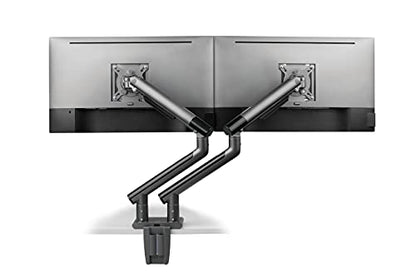 POUT E12 Dual Monitor Arm Mount Stand – Adjustable Full Motion Desk Mount for 17’’-32’’ Screens, Supports 4-22lbs per Arm, VESA 75x75mm & 100x100mm (Grey/Black) - color: Grey/Black/Dual