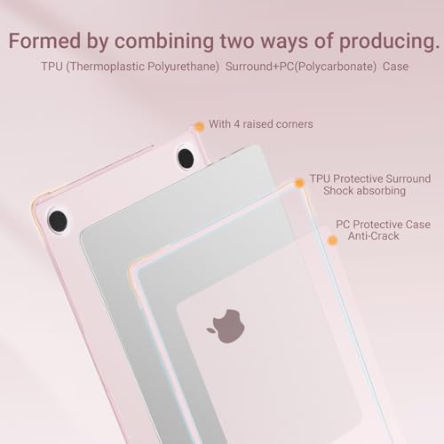 MOSISO Anti-Crack Case for MacBook Air 13 inch M5 M4 M3 M2 2026-2022 | 3 in 1 Kit Anti-Fingerprints Reinforced TPU Bumper Hard Shell for MacBook Air 13.6, A3449 A3240 A3113 A2681, Pink - color: Pink